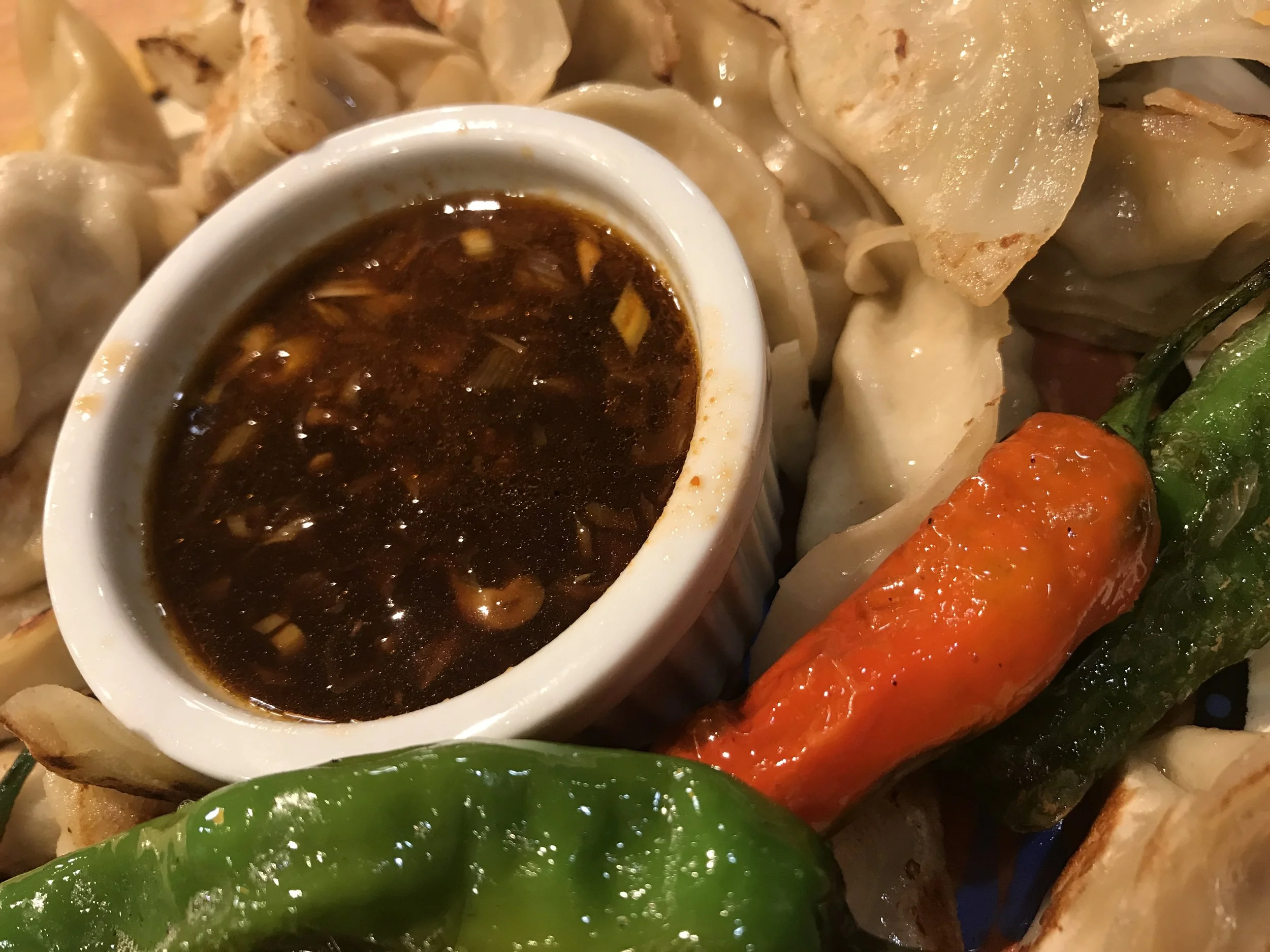 Twofer Tasty Thursday - Broiled peaches AND dumpling dipping sauce!