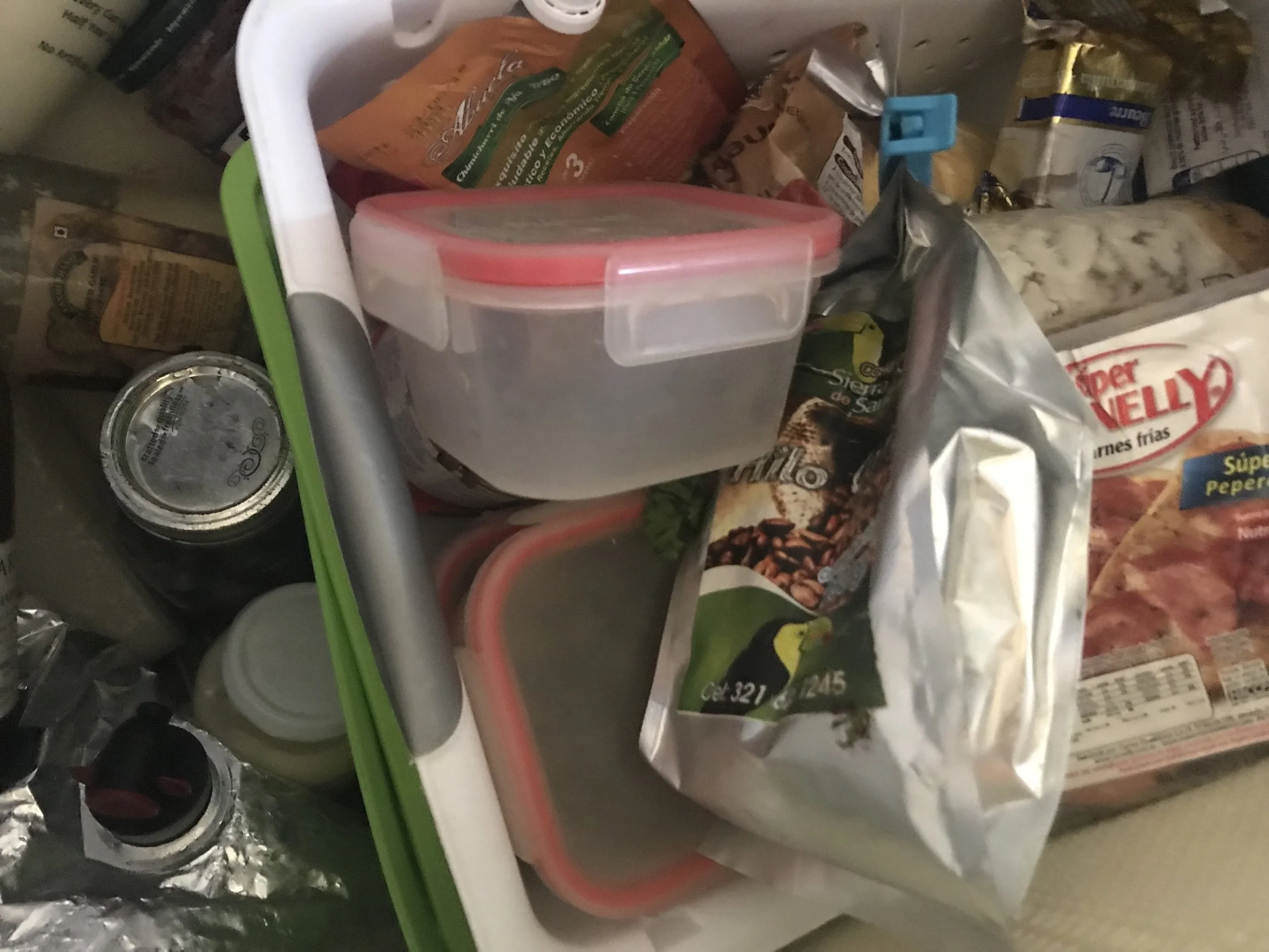Essentially small laundry baskets (way small) within the fridge!