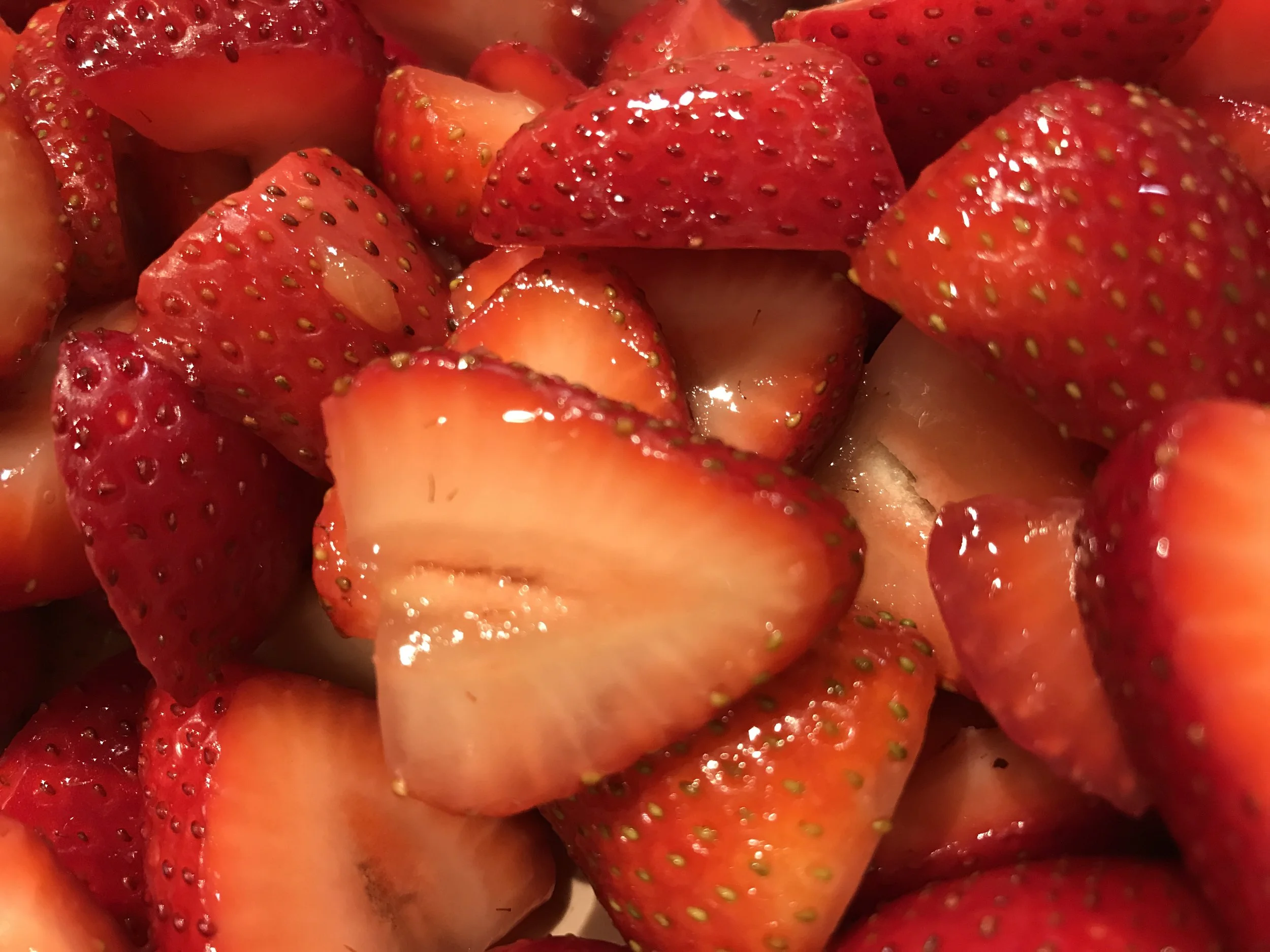 Swimming strawberries  . . . delicious ones! Tasty Thursday strikes again!
