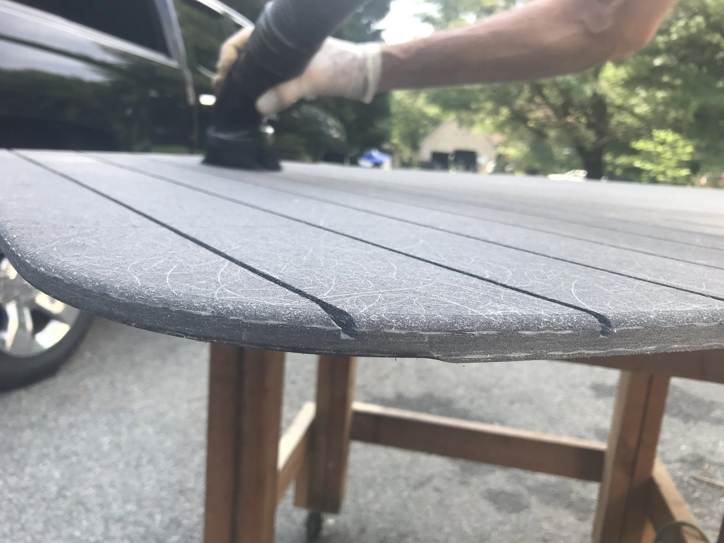 Kerfs cut into the coosa enable it to bend to the right shape