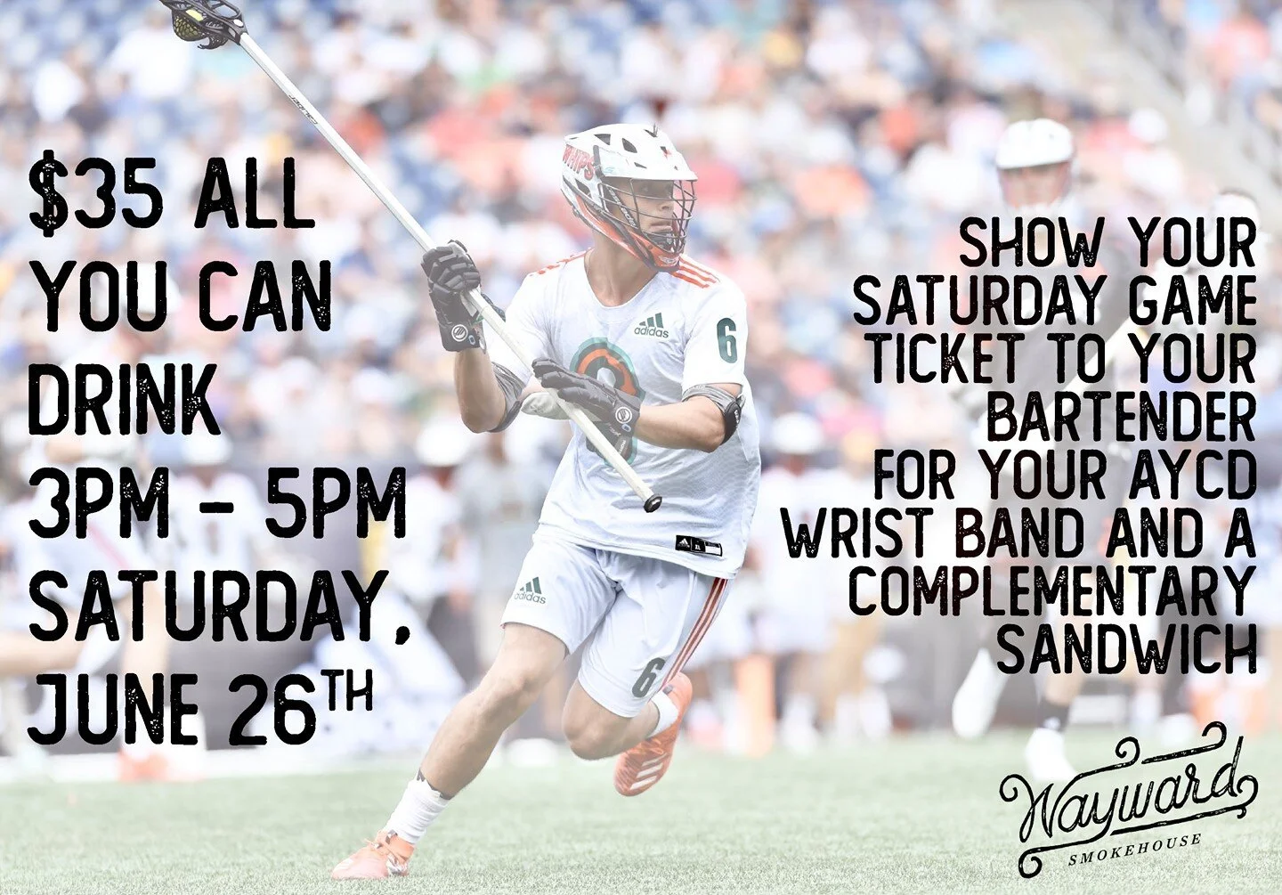 ‼️TOMORROW‼️ come and pregame the PLL games with us in Federal Hill!
Show your ticket(s) to your bartender and purchase our AYCD draft beer and rails package from 3pm - 5pm!
We&rsquo;ll also be running $20 budlight and $20 whiteclaw buckets ALL WEEKE