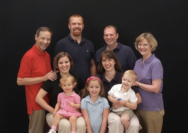 Ray and Kerry vitkus with their daughters, Pam and Mary (L-R), and their husbands, Nick and Tim. The girls have blessed kerry with more grandchildren since this photo was taken.