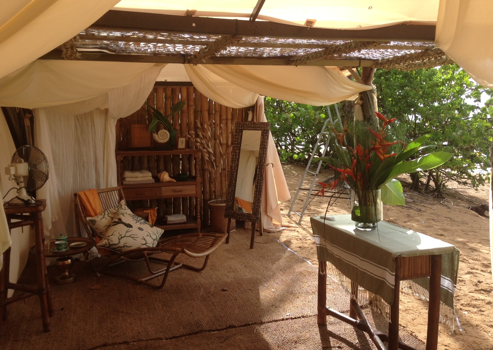 Beach front tent interior