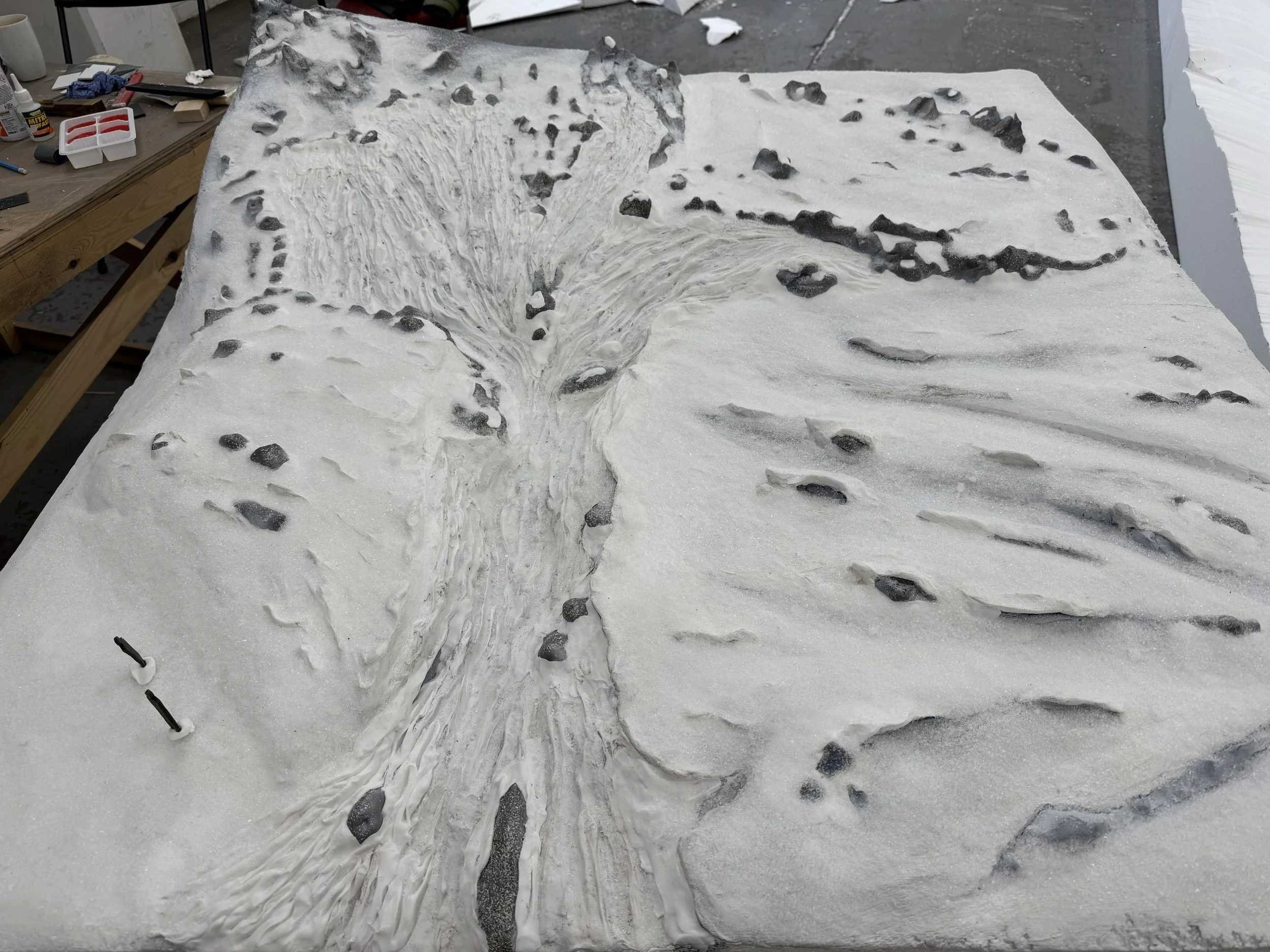 Sculpted landscape model of the Arctic, for lidar scan and integration with LED Volume