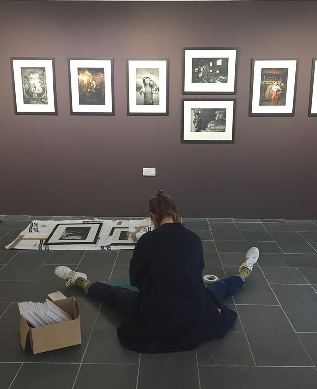 Hanging my #dartmoor #artisan photography exhibition with the ever-reassuring @floeypea. Opens Saturday @devonguildcrafts #exhibition #gallerywall #photographyexhibition #portraitphotography