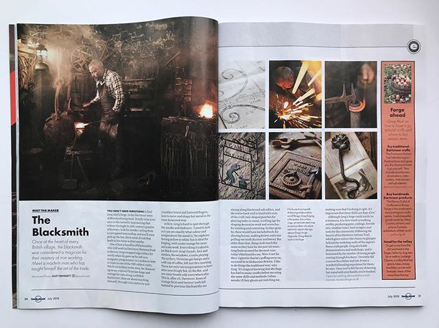 Dartmoor blacksmith and @dartmoor.artisan.trail member Greg Abel is featured in this month&rsquo;s Lonely Planet magazine @suzybennett.photography . #blacksmith @lonelyplanetmags