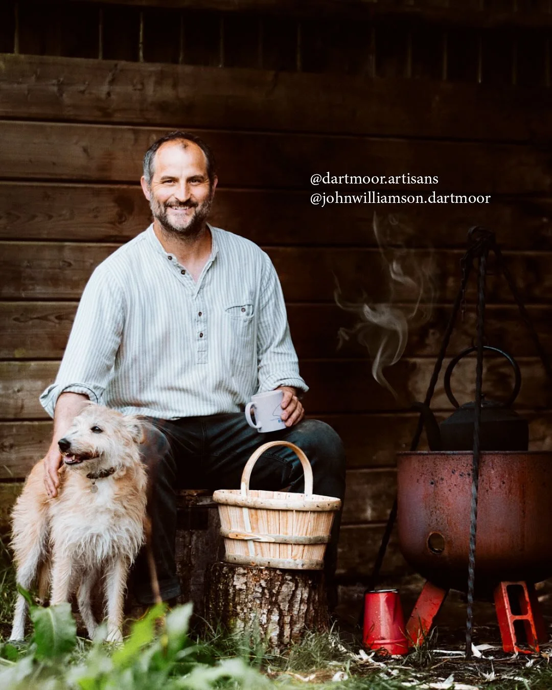 I&rsquo;ll be in the @heritagecrafts tent at @craftfestival this weekend with this handsome devil. He&rsquo;ll be demonstrating how he makes traditional Devon stave baskets and I&rsquo;ll be selling my new book about him, and 15 other Dartmoor makers