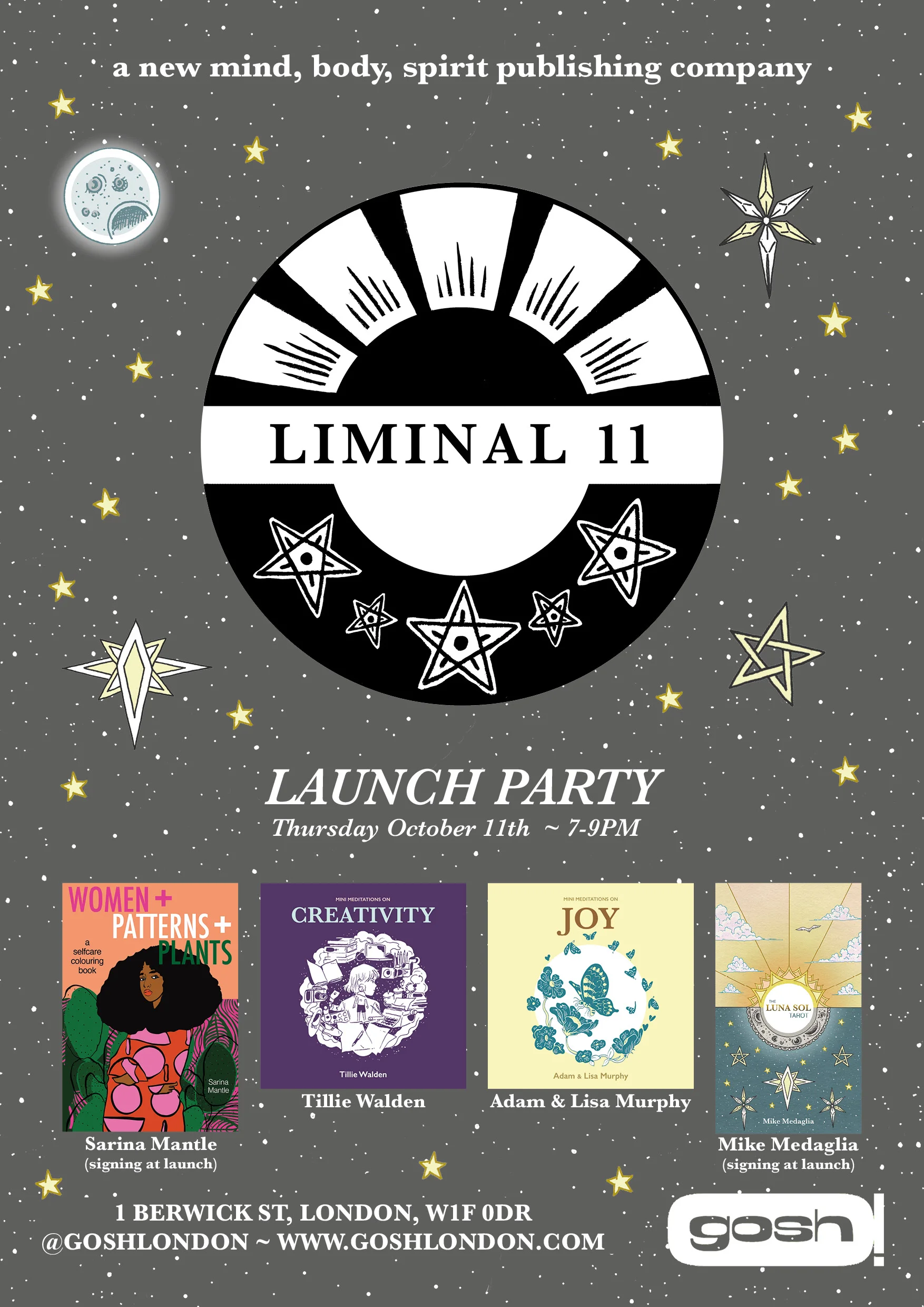 Come join me at my Publishers Liminal 11 Launch Party and get a signed copy of women + patterns + plants. I will be signing on the night alongside Publisher Mike Medaglia and his new Tarot Cards Luna Sol. There will be the first release of two new Mini meditation books Creativity and Joy by Tilly Walden and Adam & Lisa Murphy. Liminall 11 is a brand new mind body soul publishing company and this night is set to be an incredible evening.... Come join us at .... Gosh Comics: 1 berwick St, London, W1F 0DR, 7-9pm, October 11th 2018.