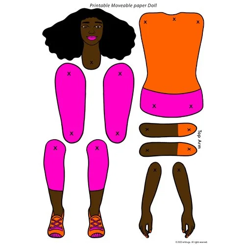 Moveable paper Doll (Dark Brown tone)