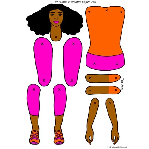 Moveable paper Doll (light Brown tone)