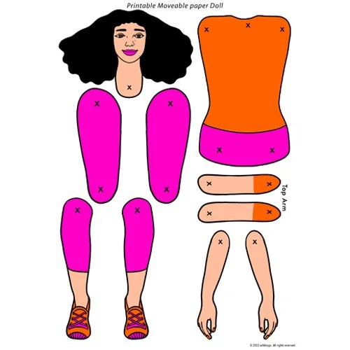 Moveable paper Doll (Peachy pink tone)