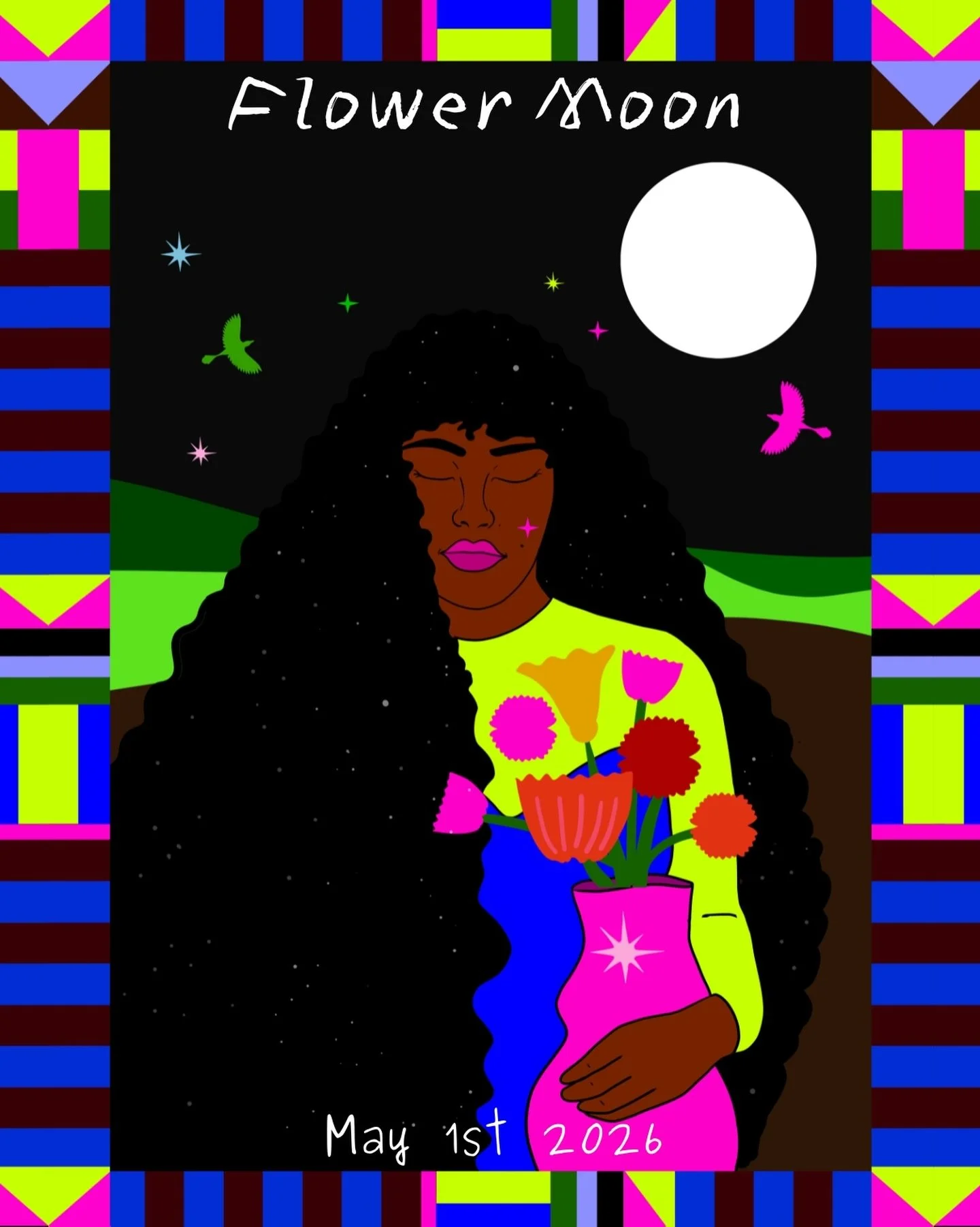 Flower full moon in bloom, still feeling it. The neons are strong in this one 💪