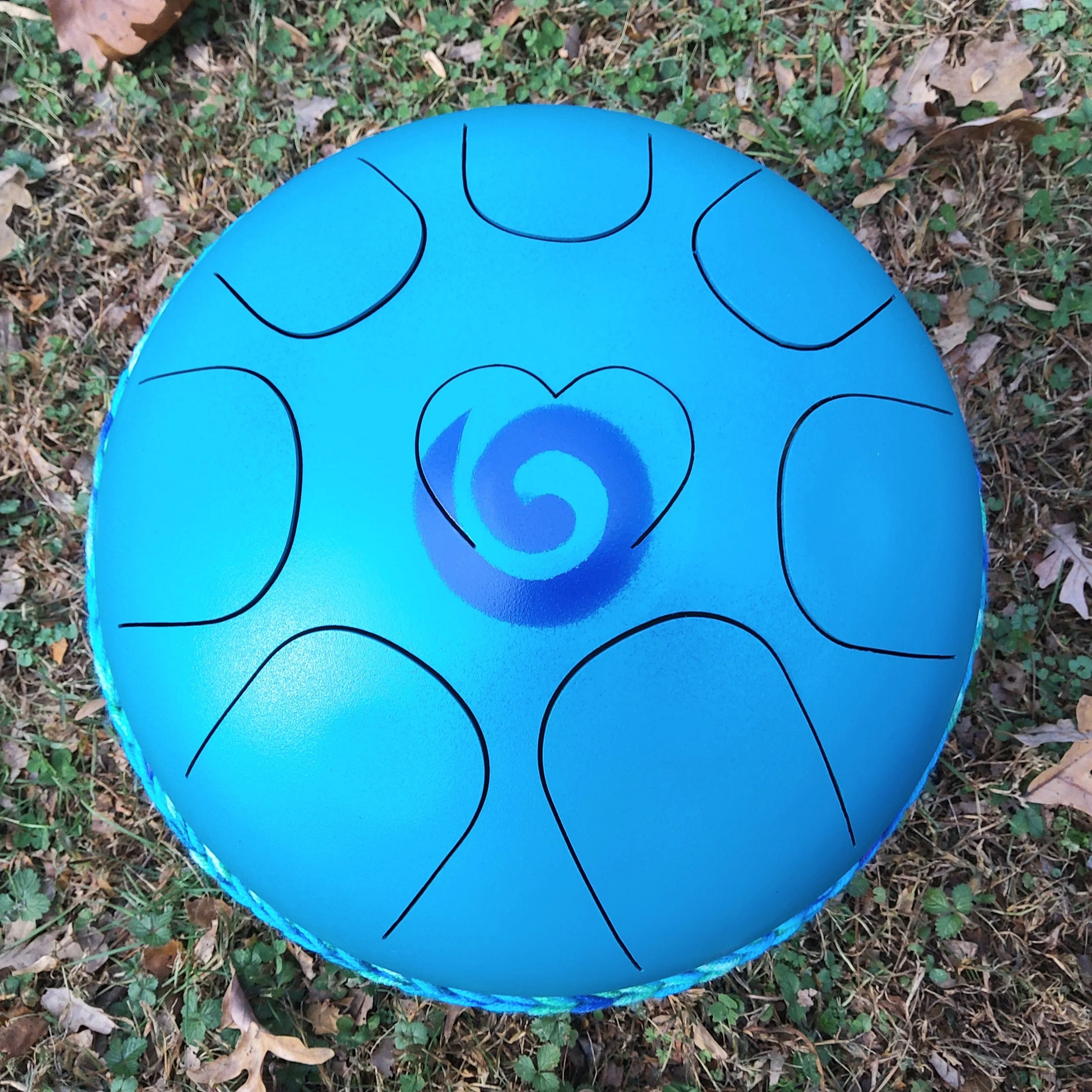 Dm Physical Healing Moyo Drum - Turquoise with Royal Blue Energy Swirl