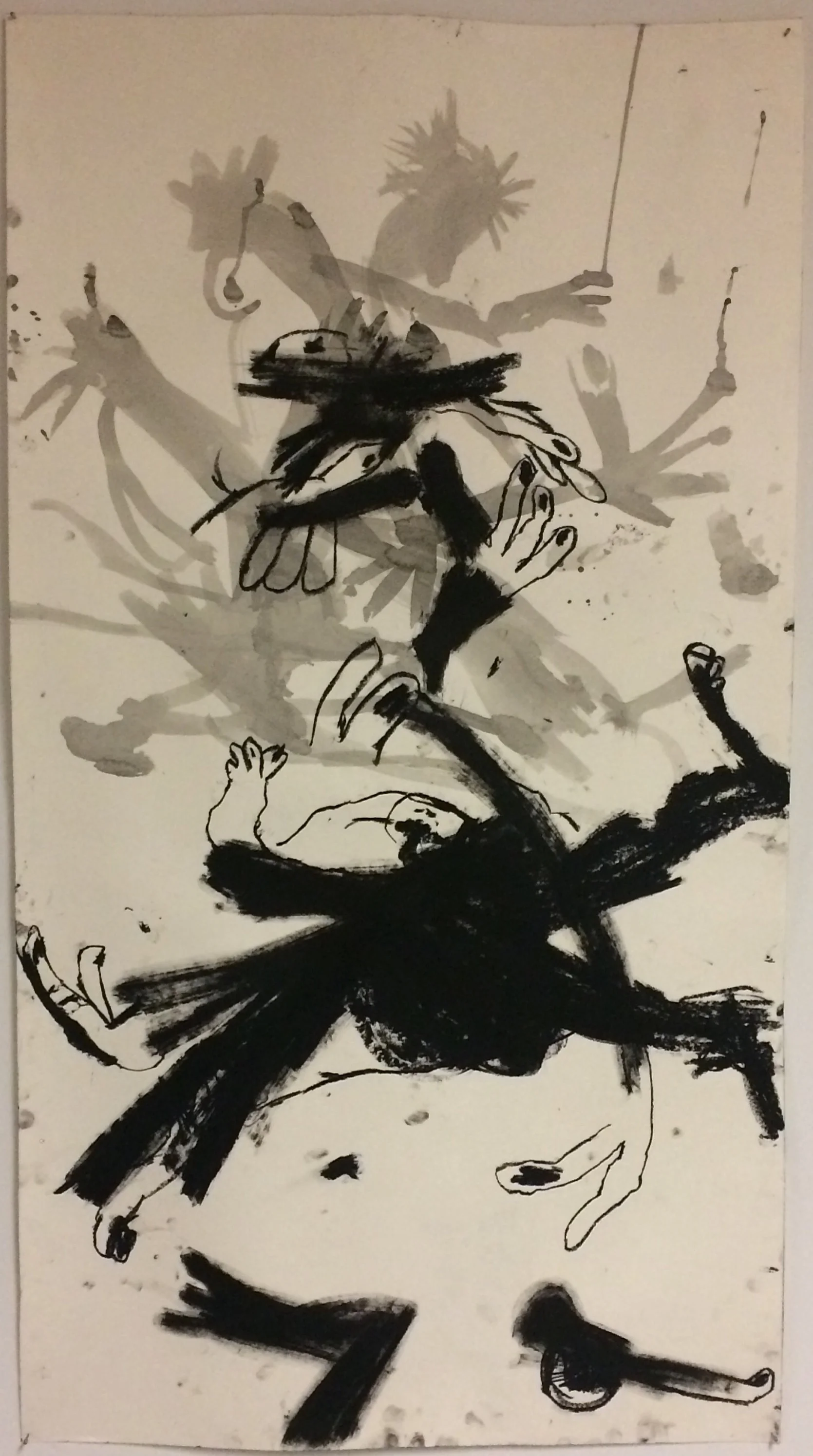   Greta Young Shadows 46 x 25 inches Sumi ink and oilstick on paper  