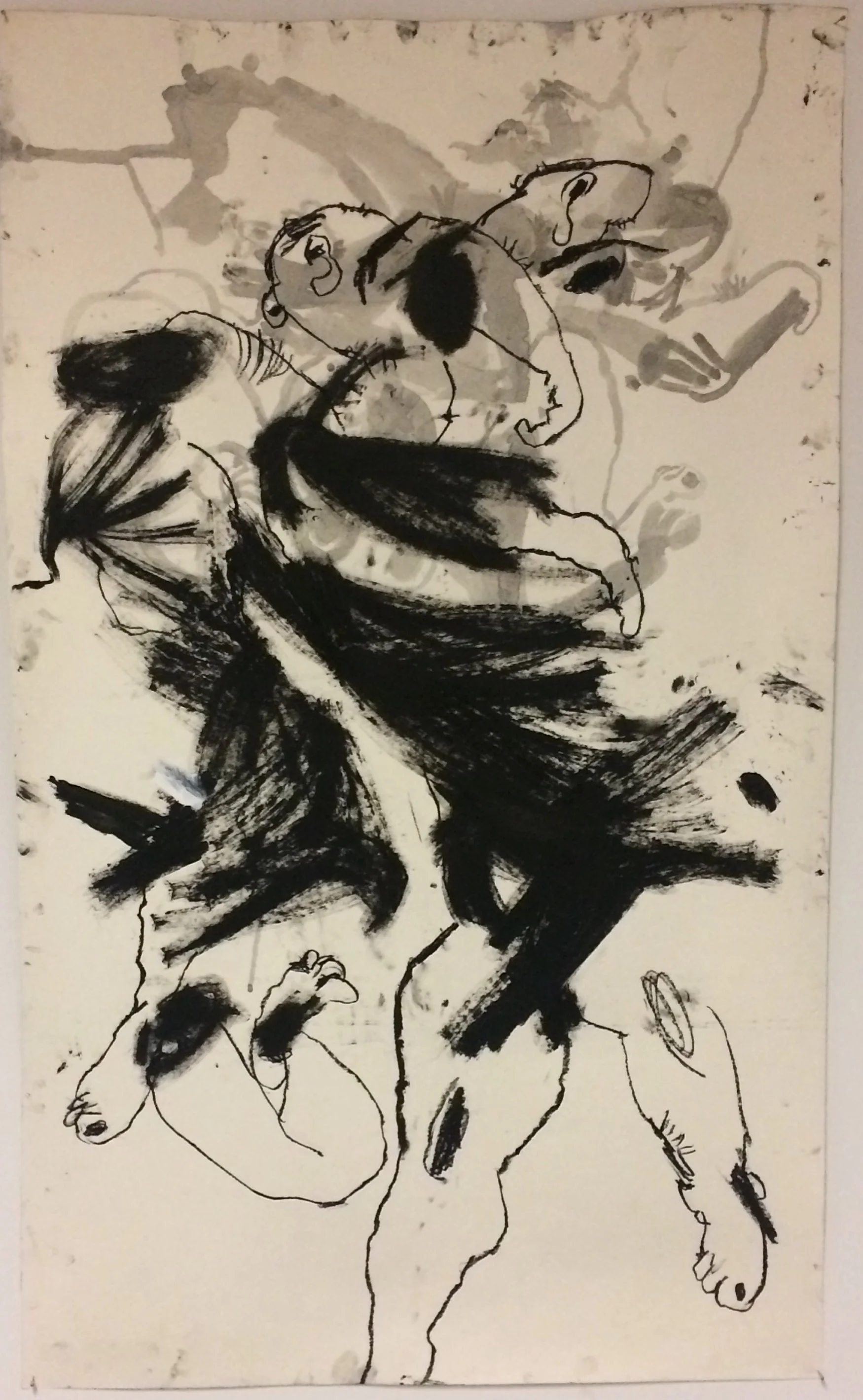   Greta Young Foot 48 x 28 inches Sumi ink and oilstick on paper  