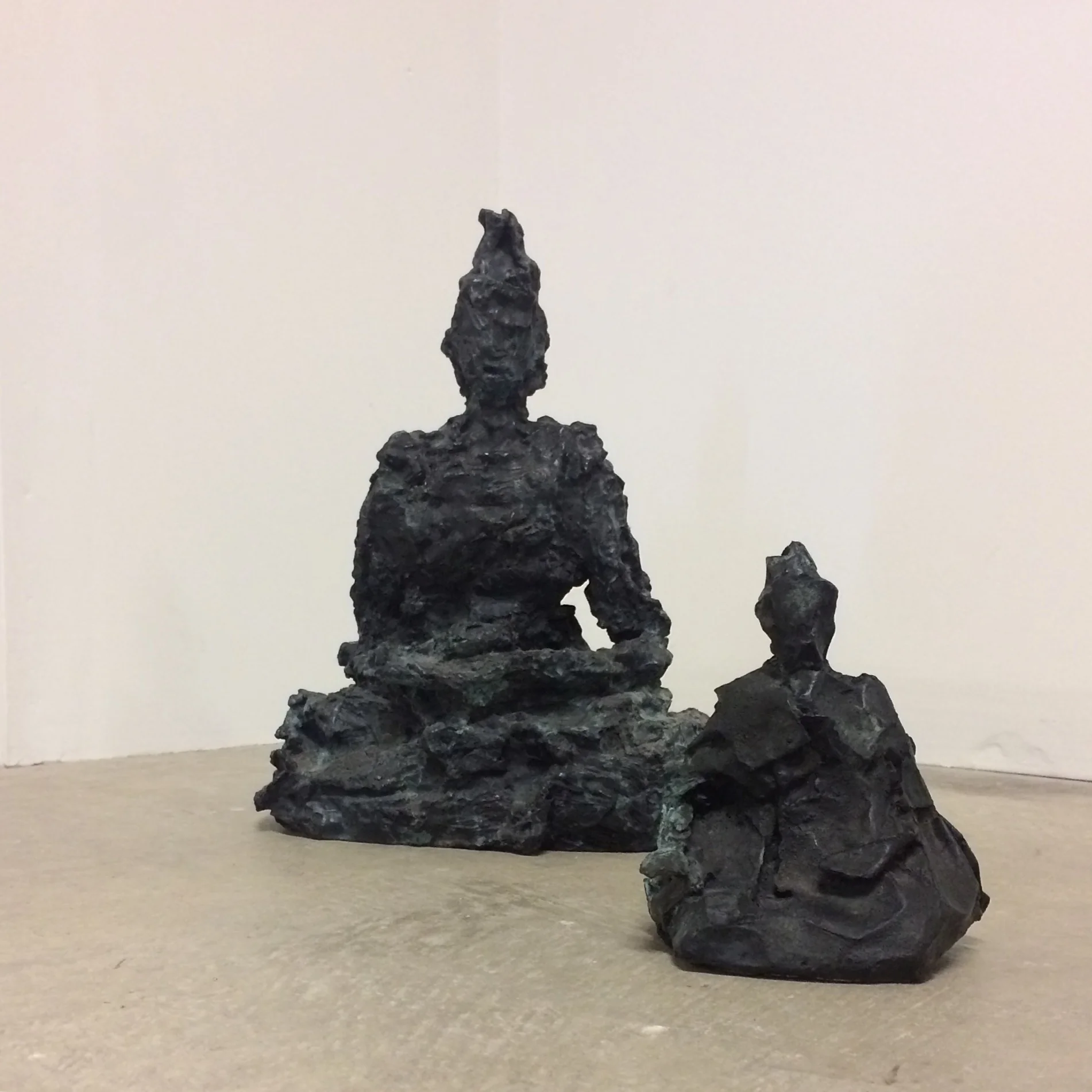  John Connell Meditation Buddha AP  Bronze  12 ⅛ x 10 x 5 ¼ inches &amp;  Earth-touching Buddha 6/12 Bronze 6 ⅝ x 3 ½ x 5 ⅜ inches 