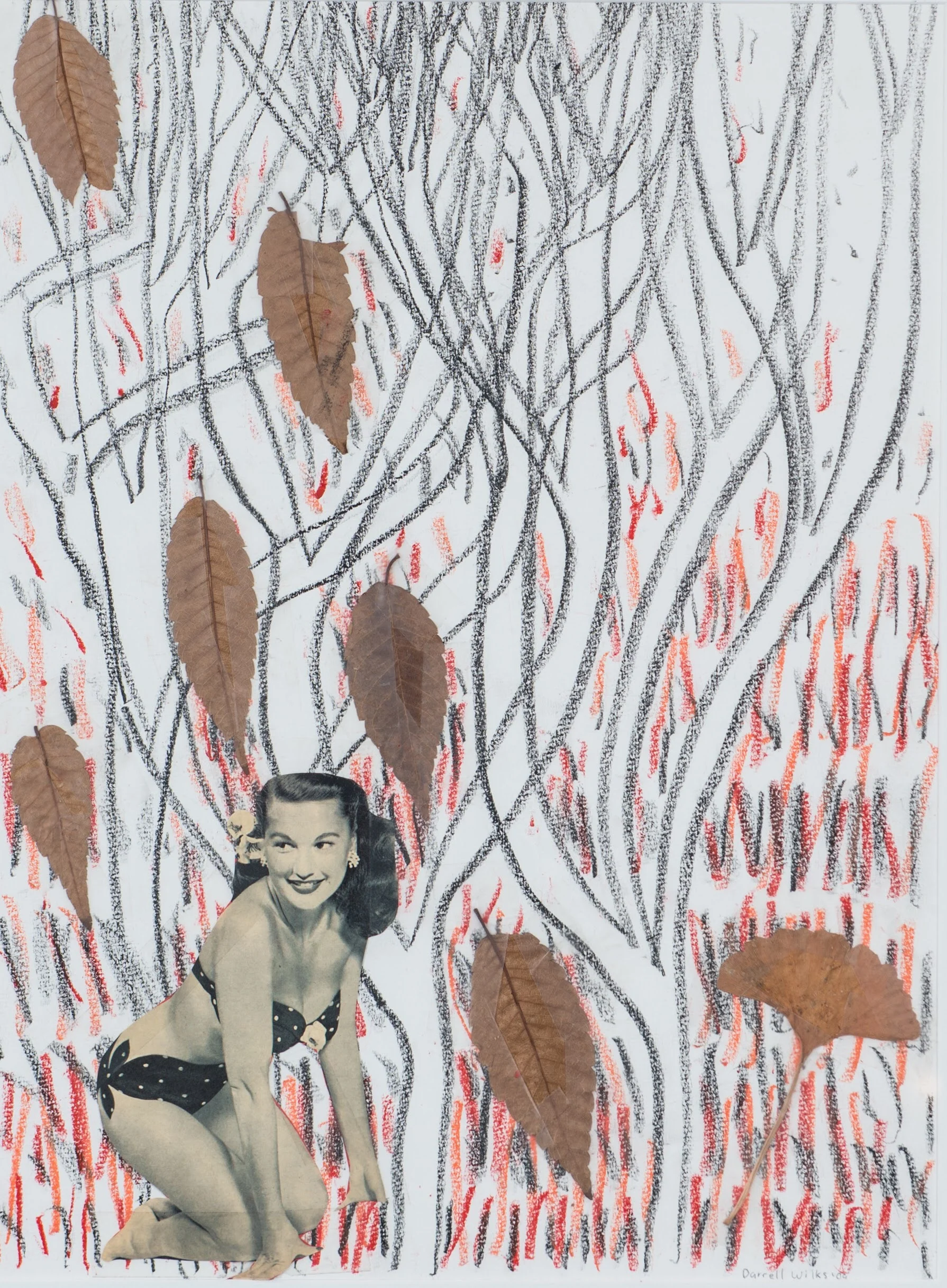  Darrell Wilks Fresh Popcorn/No Frills Mixed media collage on paper 15 x 20 inches 2005 