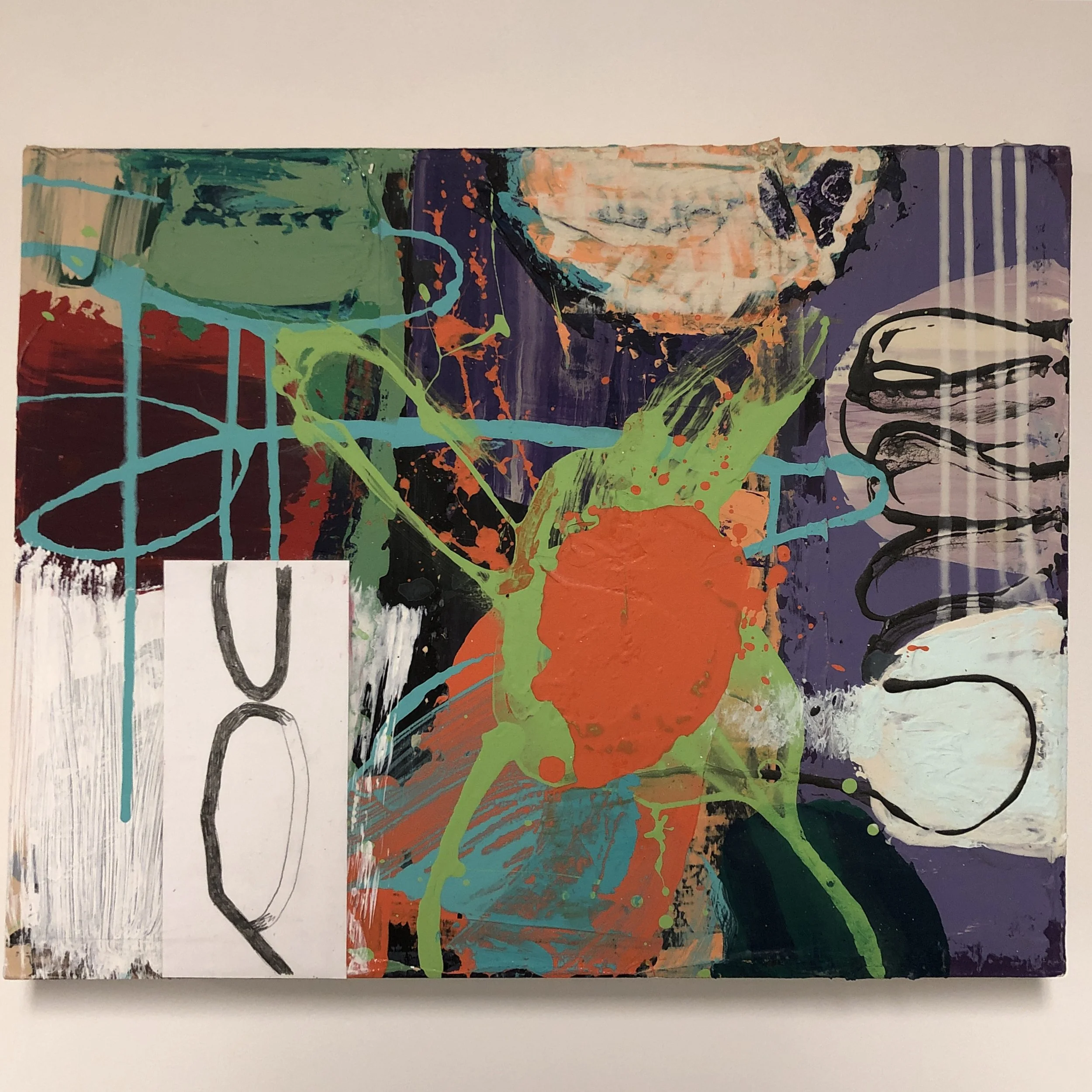  Gary Denmark WHIPPET Acrylic and collage on board 20 x 16 