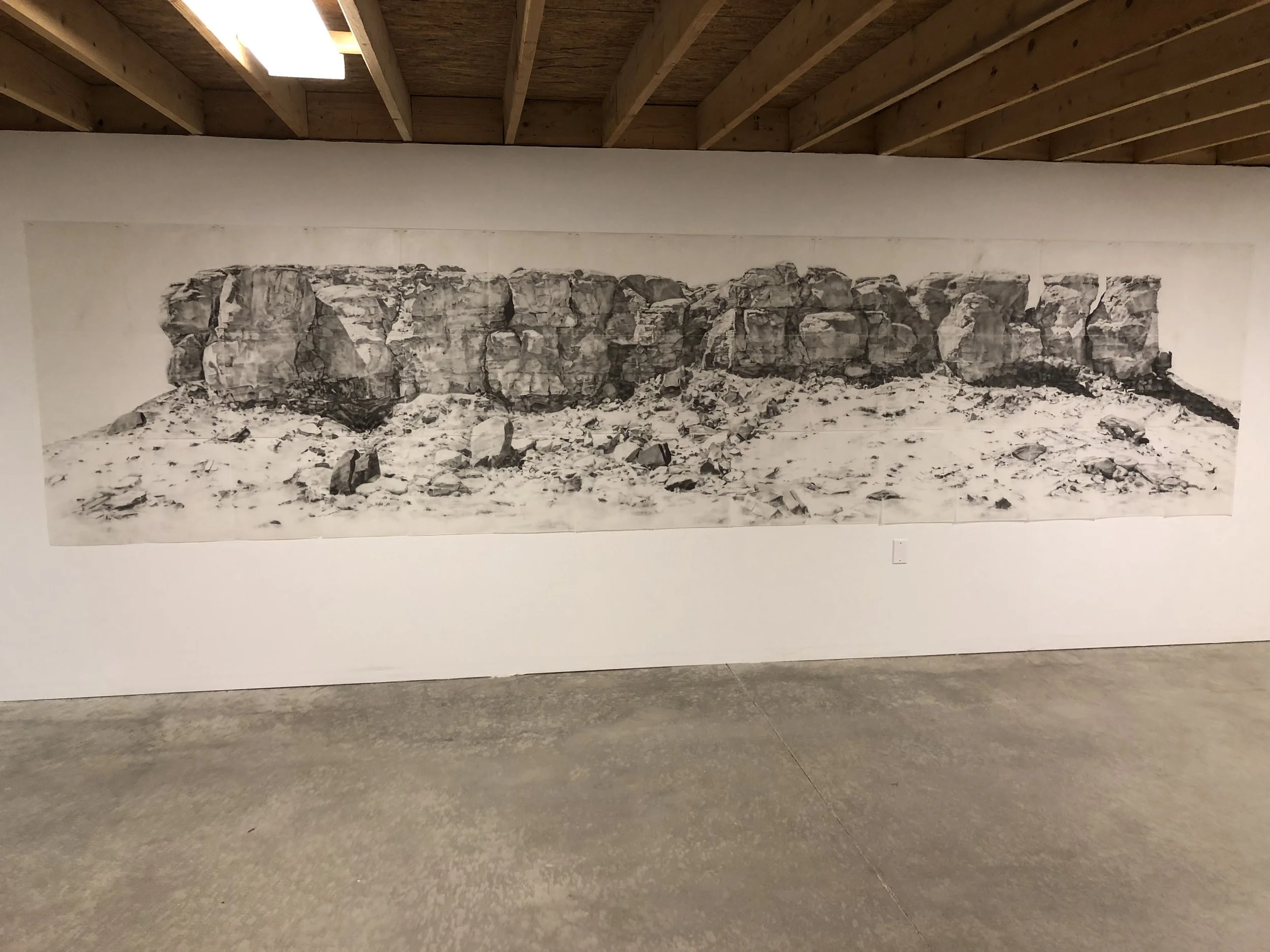 Afton Love The Far Range, Peñasco Graphite, tracing paper, beeswax 42 x 210 inches 2017