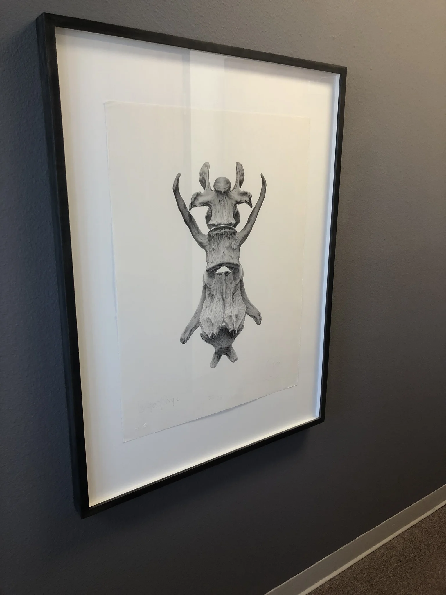  Gendron Jensen Singer of Songs Vertebrae relics of coyotes Lithograph 20 / 25 30 x 22 ⅛ inches 1989    