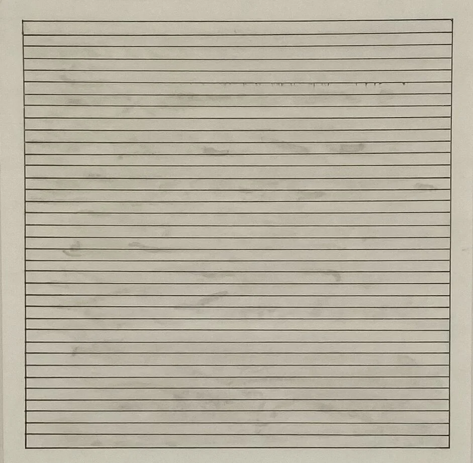  Agnes Martin ca. 1995 image size: 9 x 9 inches ink on paper 