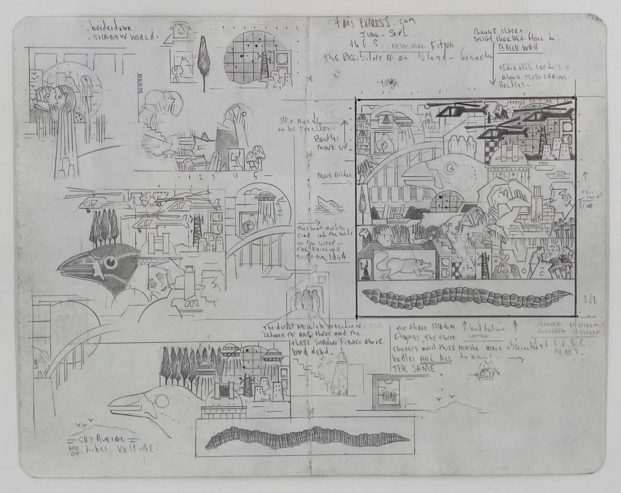  Marc Baseman  Preliminary Drawing (Radio Telepathy)  2009 5 9/16 x 7 ⅛ inches    Graphite on paper      