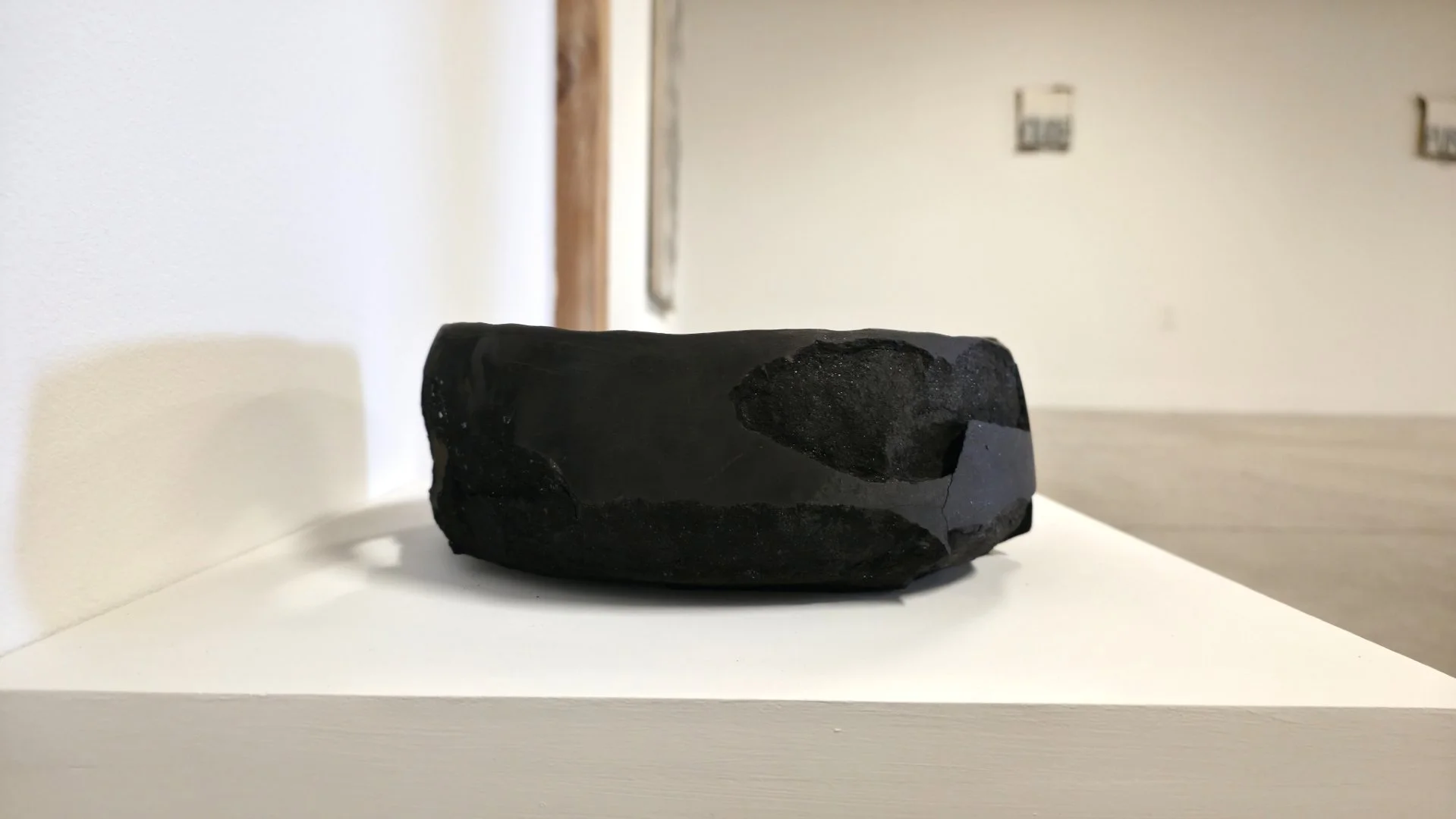  Johnny Ortiz-Concha&nbsp; (Vessel #1 - ‘To let the light in’ collection)&nbsp; Fired New Moon 11.20.2025 3 ½ x 9 ½ inches&nbsp; Wild pitfired micaceous clay    
