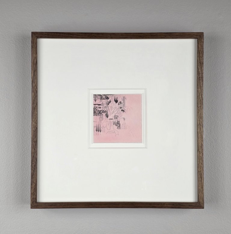  Marc Baseman underworld&nbsp; 2026 3 x 3 inches&nbsp; Graphite and pink ground on Bristol board    