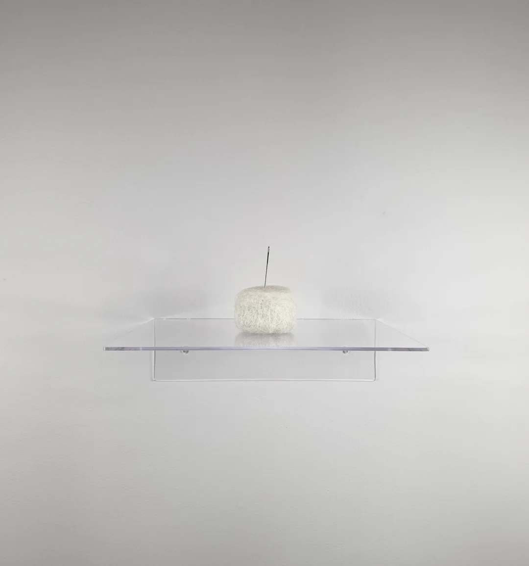  Needle in a Hairstack  2022-2026  4 ½ x 3 ¼ x 3 ½ inches soft assembly, solid hair block with sewing needle    