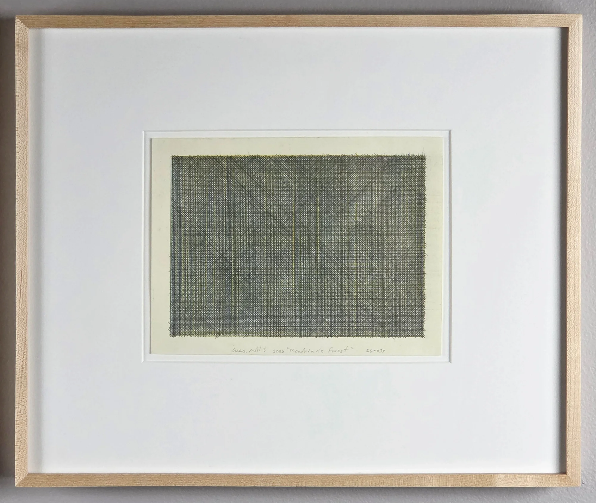  Wes Mills&nbsp; “mondrian’s forest”&nbsp; 2026&nbsp; 6 x 8 inches Graphite, color pencil on paper 