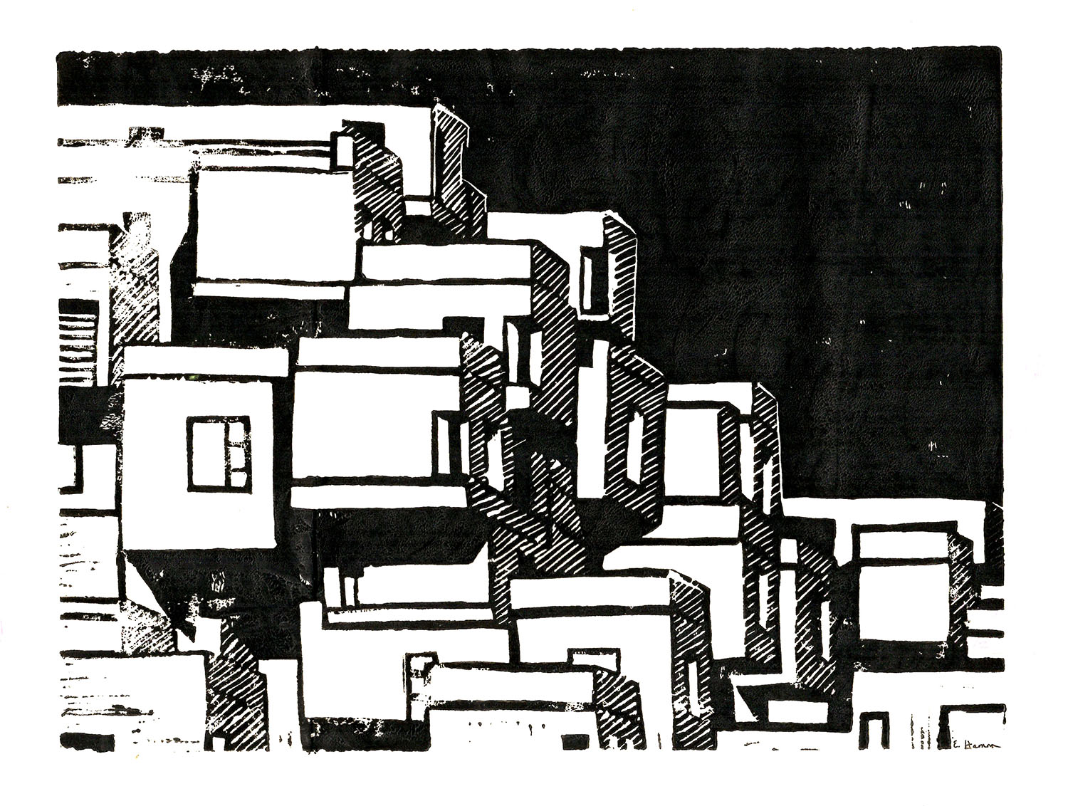 Cityscape Block Print
