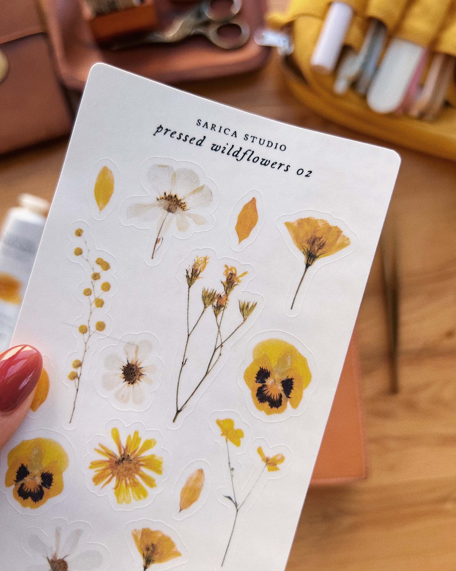 Pressed Yellow Wildflower Sticker Sheet — Sarica Studio