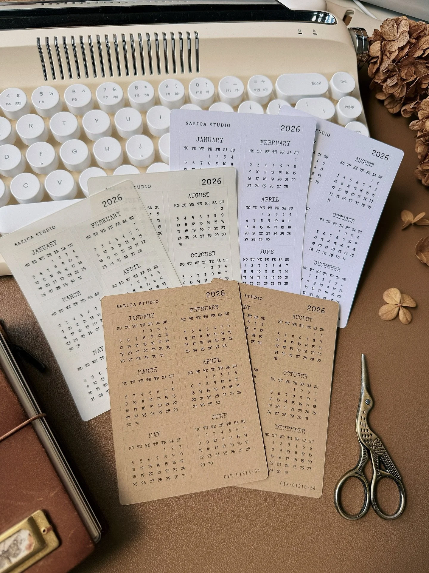 Miniature 2026 calendar stickers are here! Available in clear, white, and kraft 🤎 Sunday &amp; Monday start. Each little calendar is 34mm&mdash;stick them wherever you need to mark the month, like your bullet journal or diy planner!