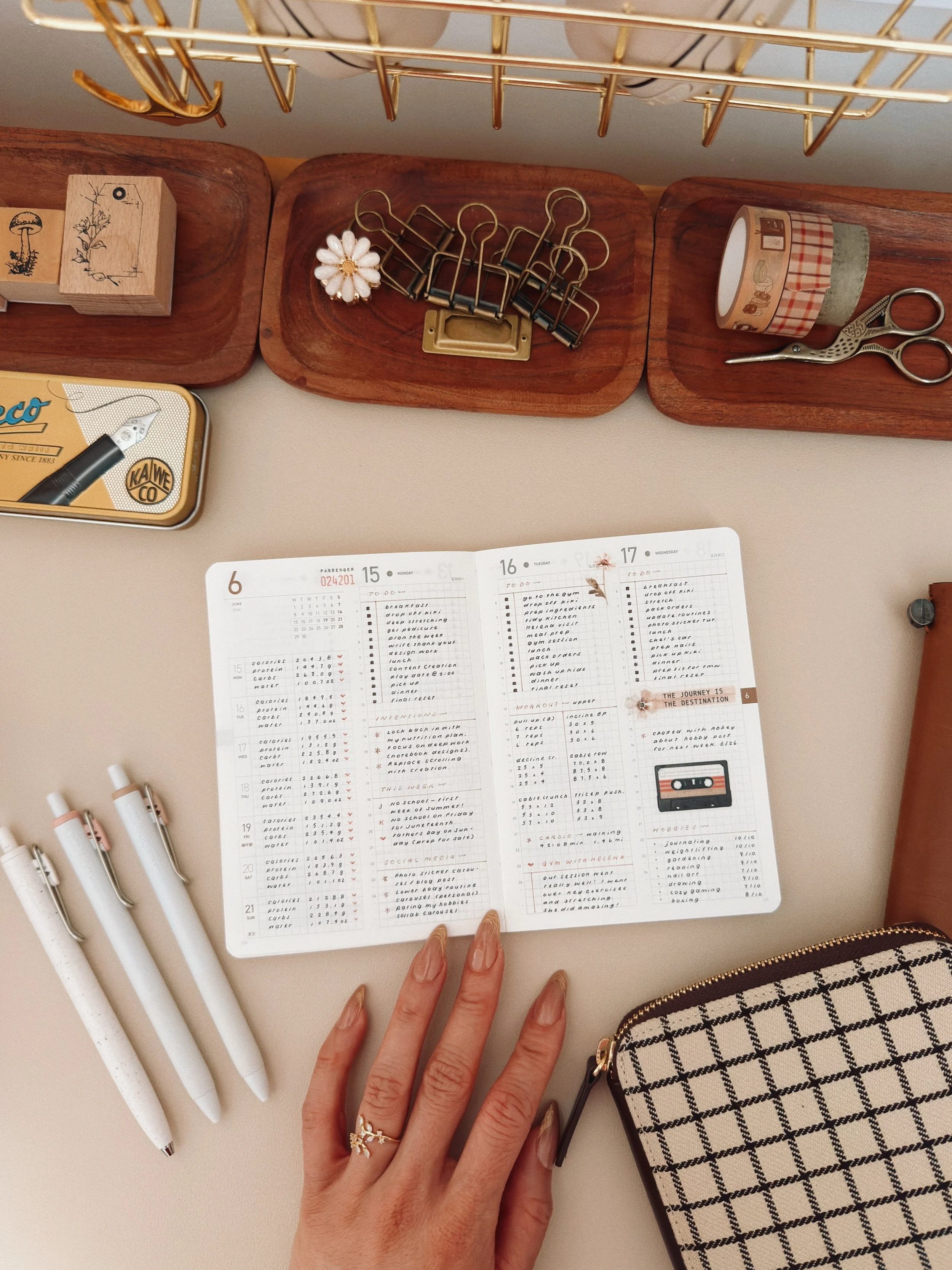 Last week in my planner! Can&rsquo;t believe school&rsquo;s over and summer camp has begun. We have a lot to catch up on 😮&zwj;💨 Also&mdash;new nails, yay!

📔 take a note mini A6
🥀 stickers from saricastudio.com
✍🏼 uniball one with a jetstream 0