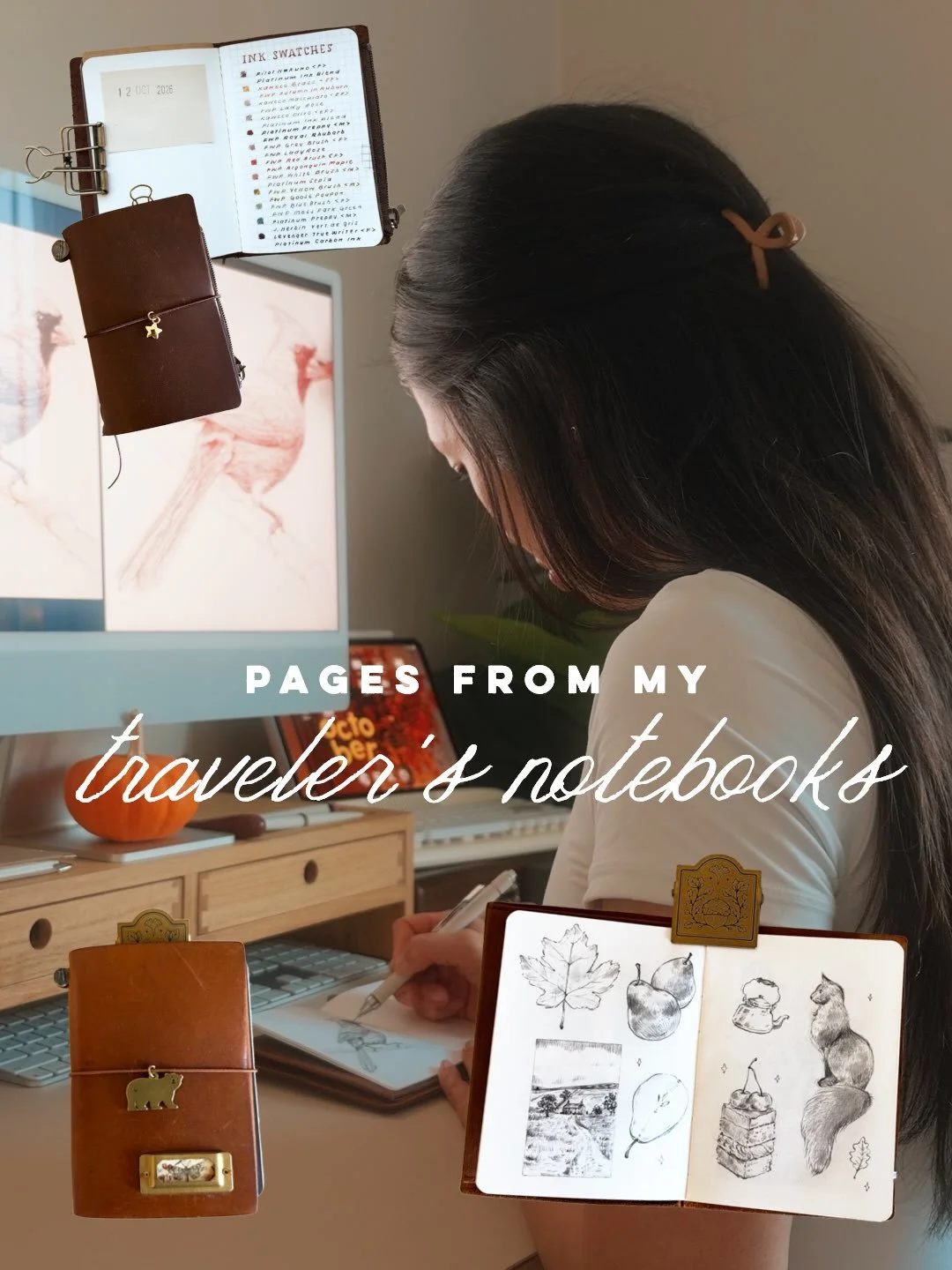Chatty tour of my smaller traveler&rsquo;s notebook just went live on my youtube channel! I&rsquo;ve been bringing them out and about with me to sketch in this lovely fall weather 🍂🍄&zwj;🟫