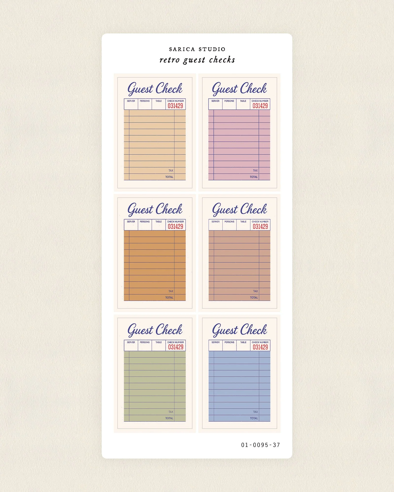 Retro Guest Checks