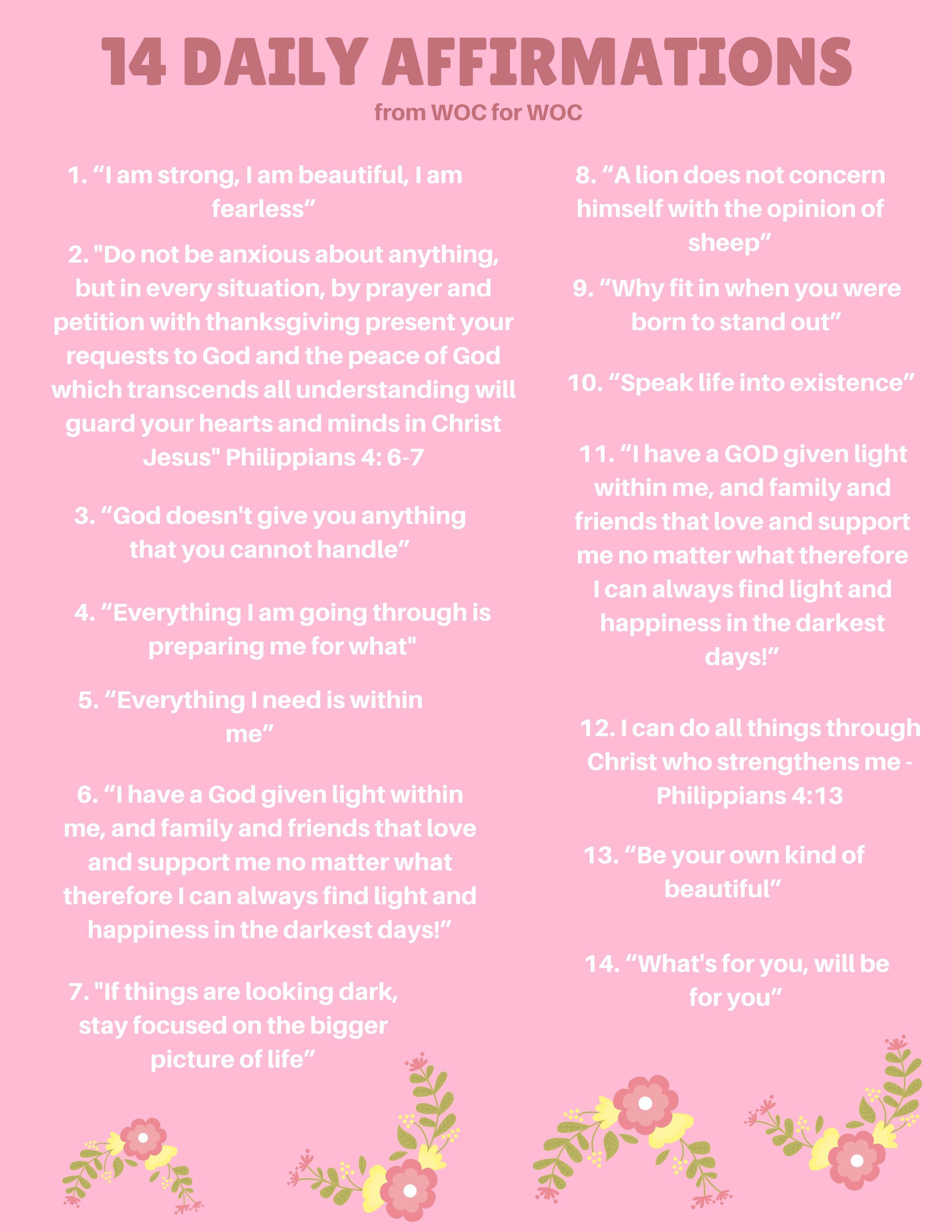 Daily Affirmations From WOC For WOC