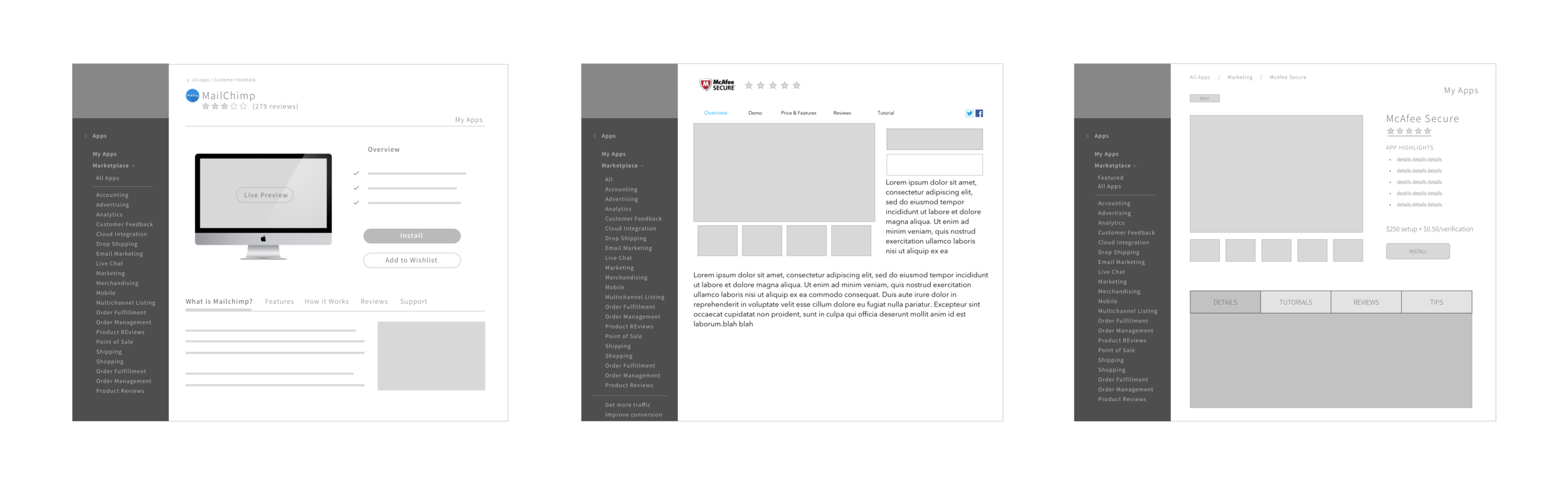 App Detail Page Concepts