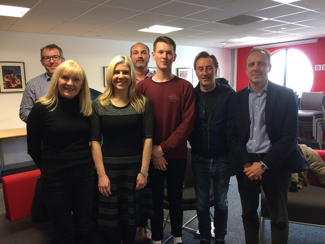 People of BBC Roath Lock Studios: Rhodri Talfan Davies (Director, BBC Cymru Wales), Cathy Shipton,(Actress, Casualty), Erika Hossington, (Series Producer, Casualty), Ben Davenport (runner on Pobol y Cwm), Llyr Morus, (Series Producer, Pobol y Cwm), Jonathan Nefydd, (Actor Pobol Y Cwm), Mark Linsey, (Director of BBC Roath Lock Studios) Picture: Andy Howells