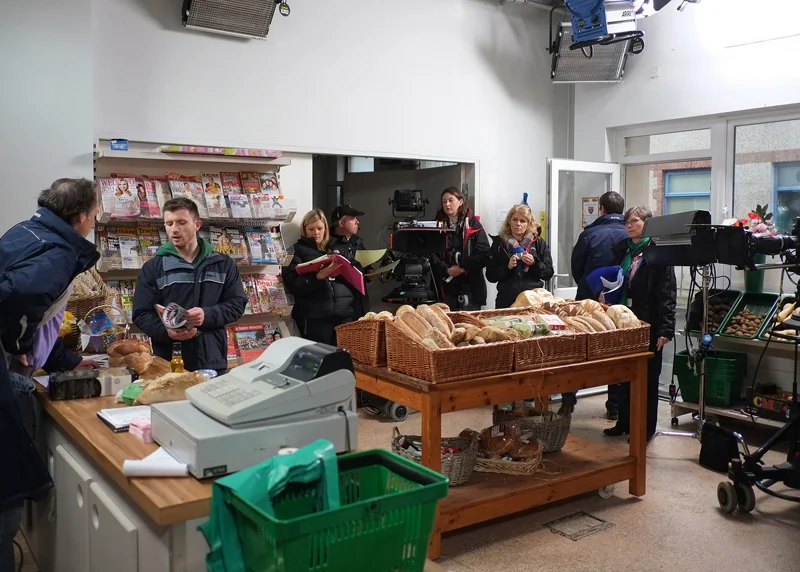 Recording a scene on Pobol Y Cwm Photograph: BBC Cymru Wales