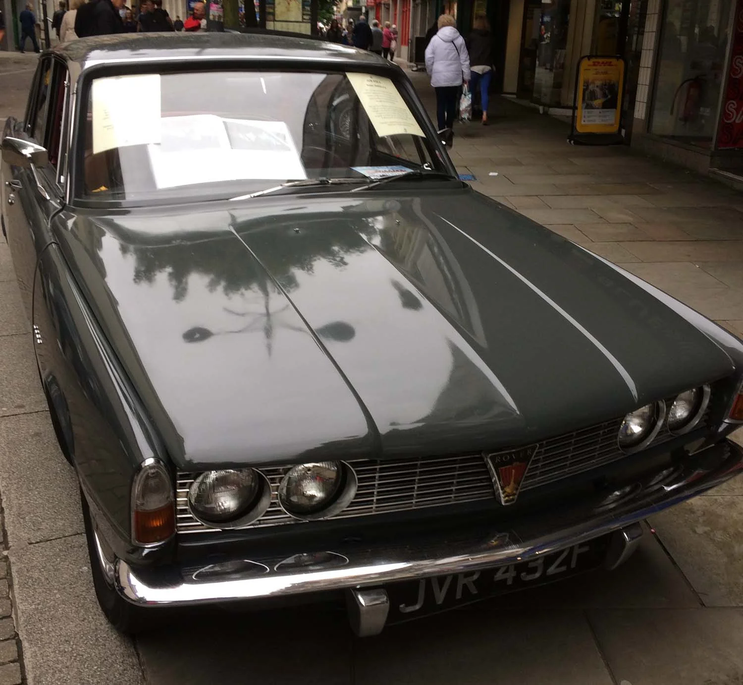 The classic Rover driven by actor Martin Shaw in the Inspector George Gently TV series takes pride of place in the Newport Festival of Classics display