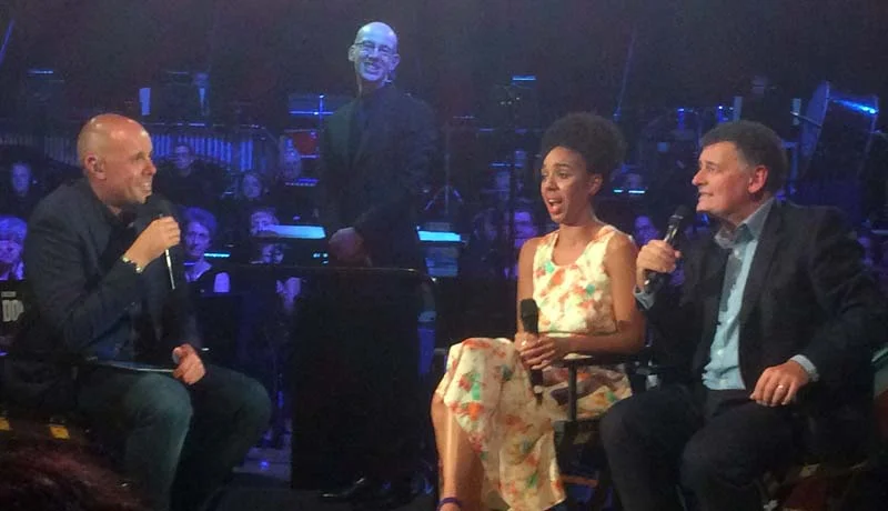BBC Wales Presenter Jason Mohammed Interviews Pearl Mackie (Bill Potts) and Docor Who Showrunner Steven Moffat at Doctor Who - The Finale Countdown