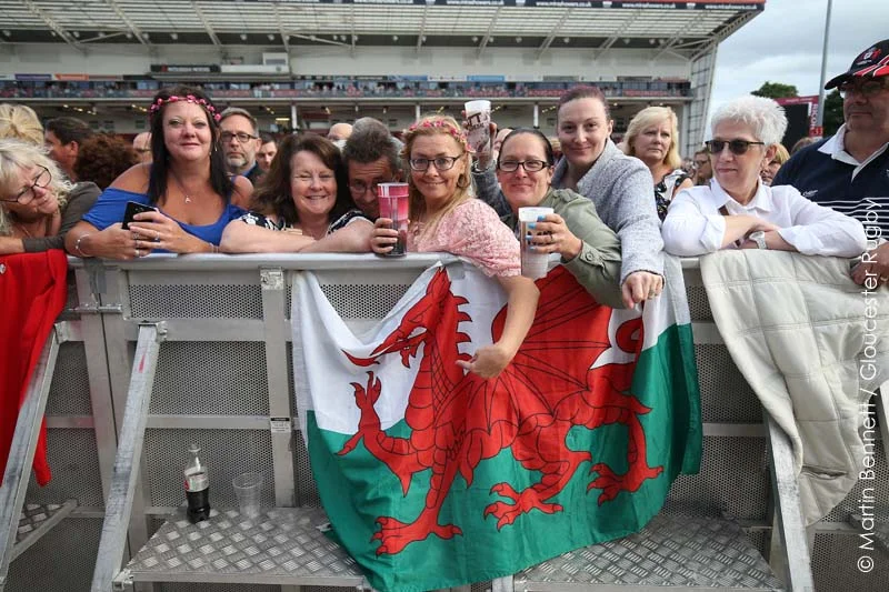 Several fans from Sir Tom's Welsh home-land came to support him at Kingsholm Stadium.
