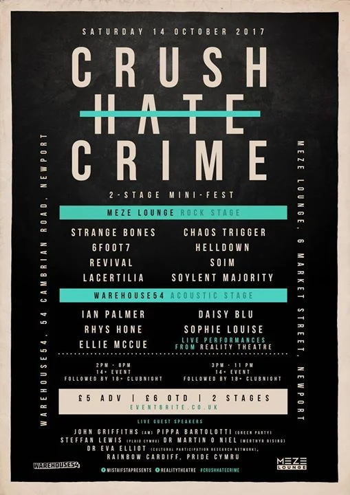 Crush Hate Crime Festival will take place across two Newport venues on October 14.