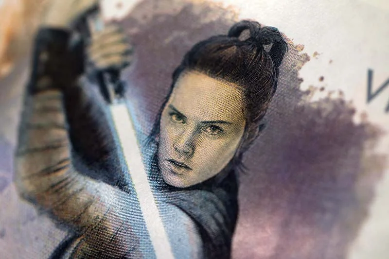 Detail of one of the Star Wars: The Last Jedi official note