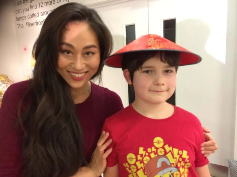 Meeting Sunny Yeo who plays The Empress in Aladdin in Newport Riverfront's 2017 production of Aladdin.