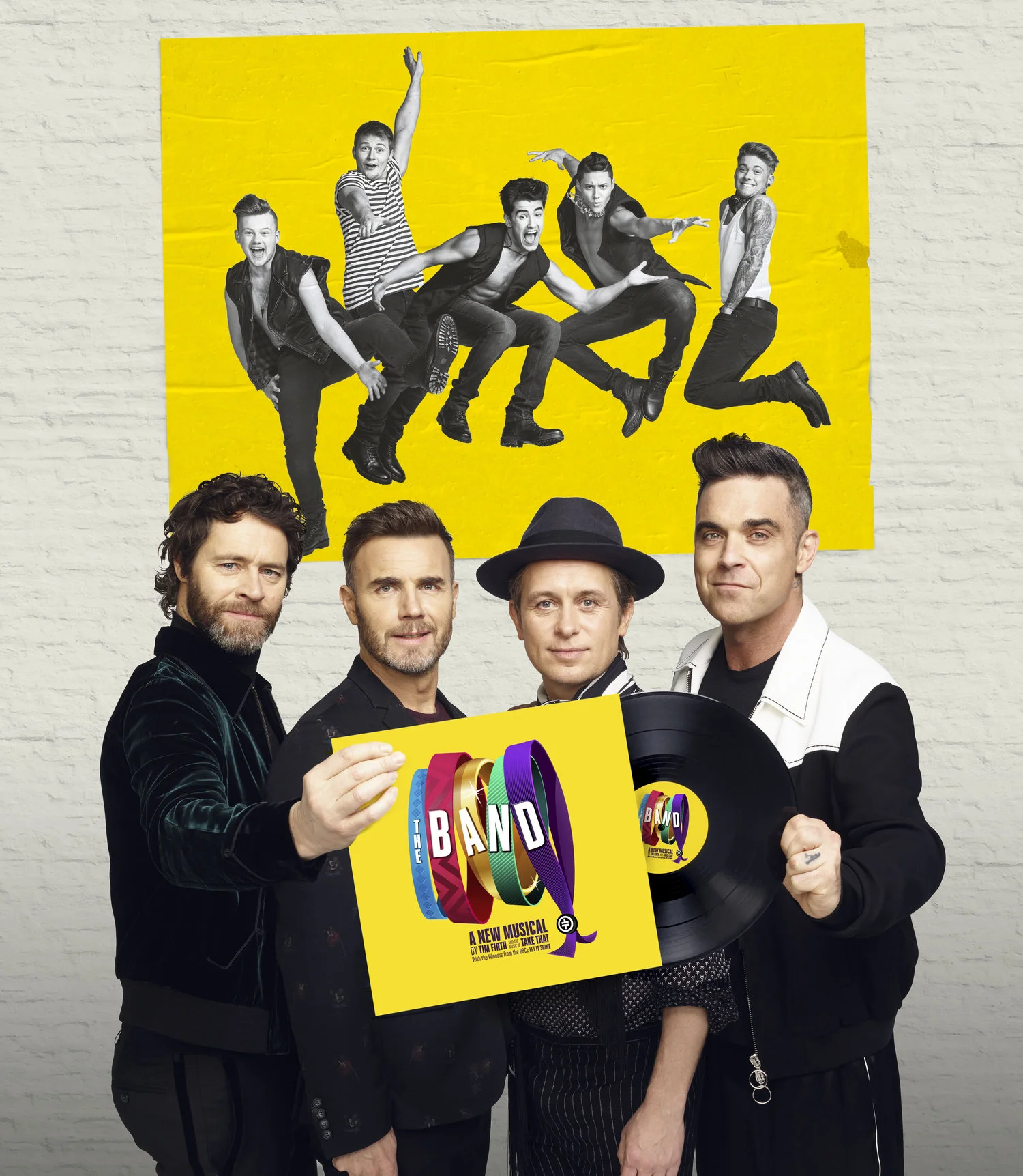 Howard Donald, Gary Barlow, Mark Owen and Robbie Williams at the launch of The Band which plays Swansea Grand from Januaury 29 to February 2, 2019