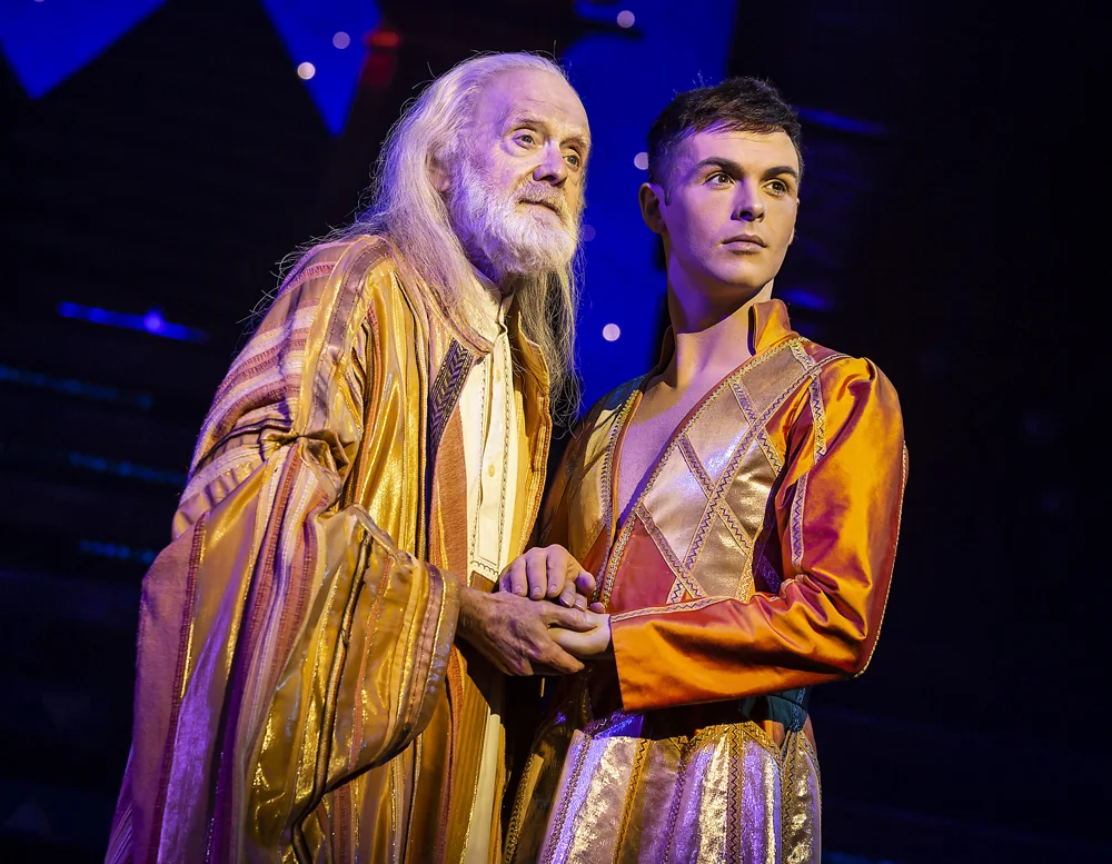 Henry Metcalfe (Jacob) & Jaymi Hensley (Joseph) in the Joseph & The Amazing Technicolor Dreamcoat UK Tour Photo by Pamela Raith Photography