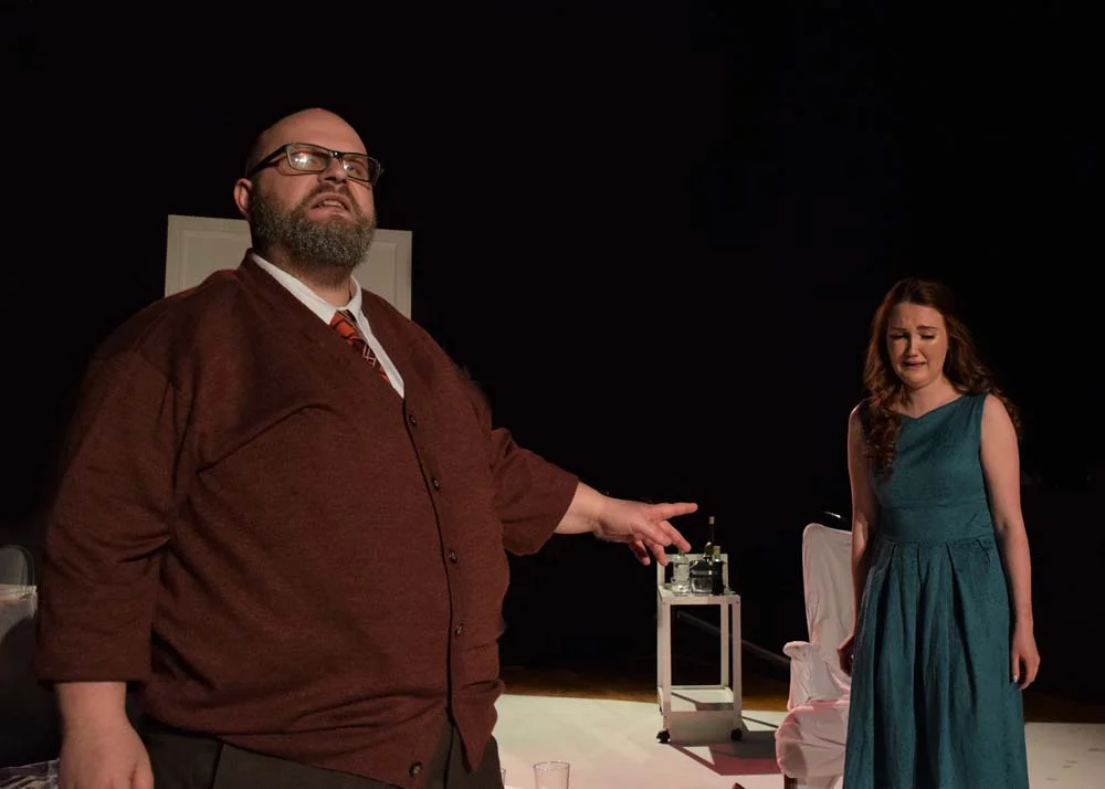 Molly Pugh and Andrew Pippen in Theatre aDHOC’s presentation of Who’s Afraid of Virginia Woolf? Photographs by Joe Marshall
