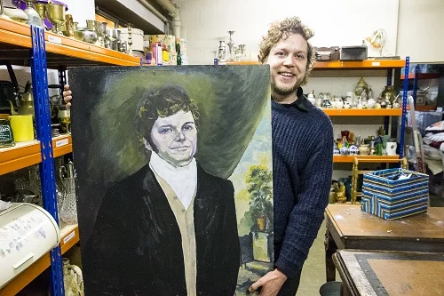 Actor James Symonds with his Darcy portrait Photo by Paul Johnson
